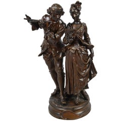 Bronzestatue von zwei Musikern von A. Gaudez