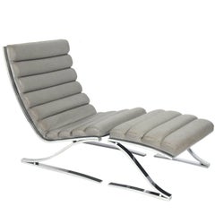 Mid-Century Cantilevered Chrome Lounge Chair and Ottoman by DIA