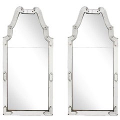 Pair of Venetian Etched Glass Mirrors