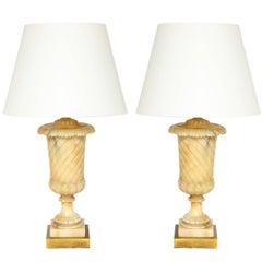 Pair of Italian Alabaster Urns Fitted as Lamps 8
