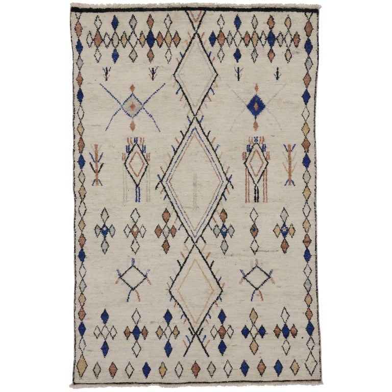 Contemporary Moroccan Style Area Rug with Modern Tribal Design at 1stDibs