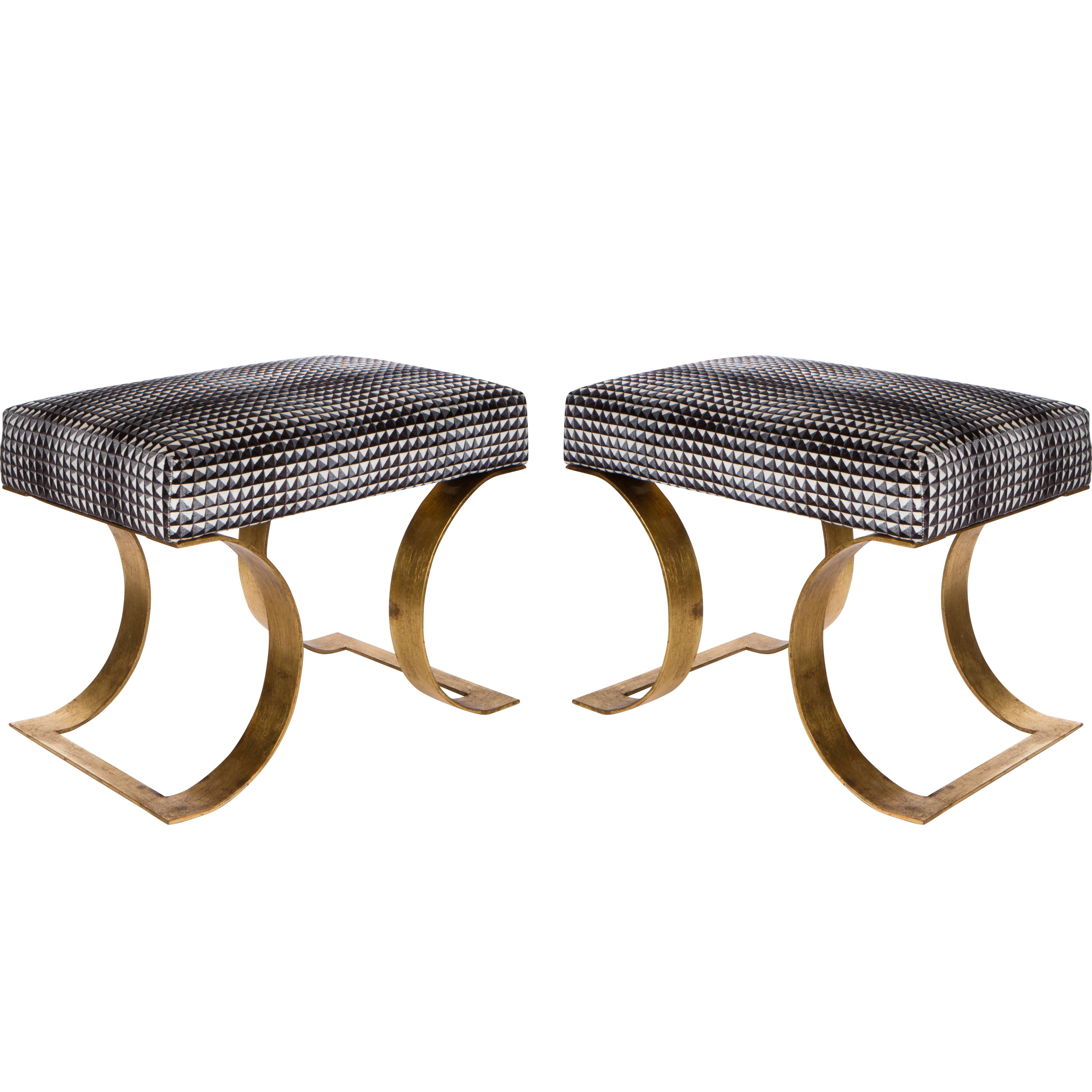 Pair of Gilt Metal Benches in the Manner of Karl Springer