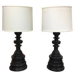 Pair of Ironies Tibilsi Marble Table Lamps