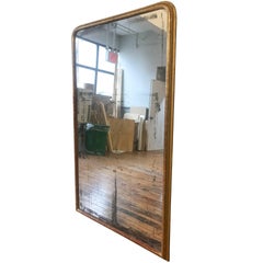 French 19th Century, Mirror with Gilt Frame and Distressed Glass