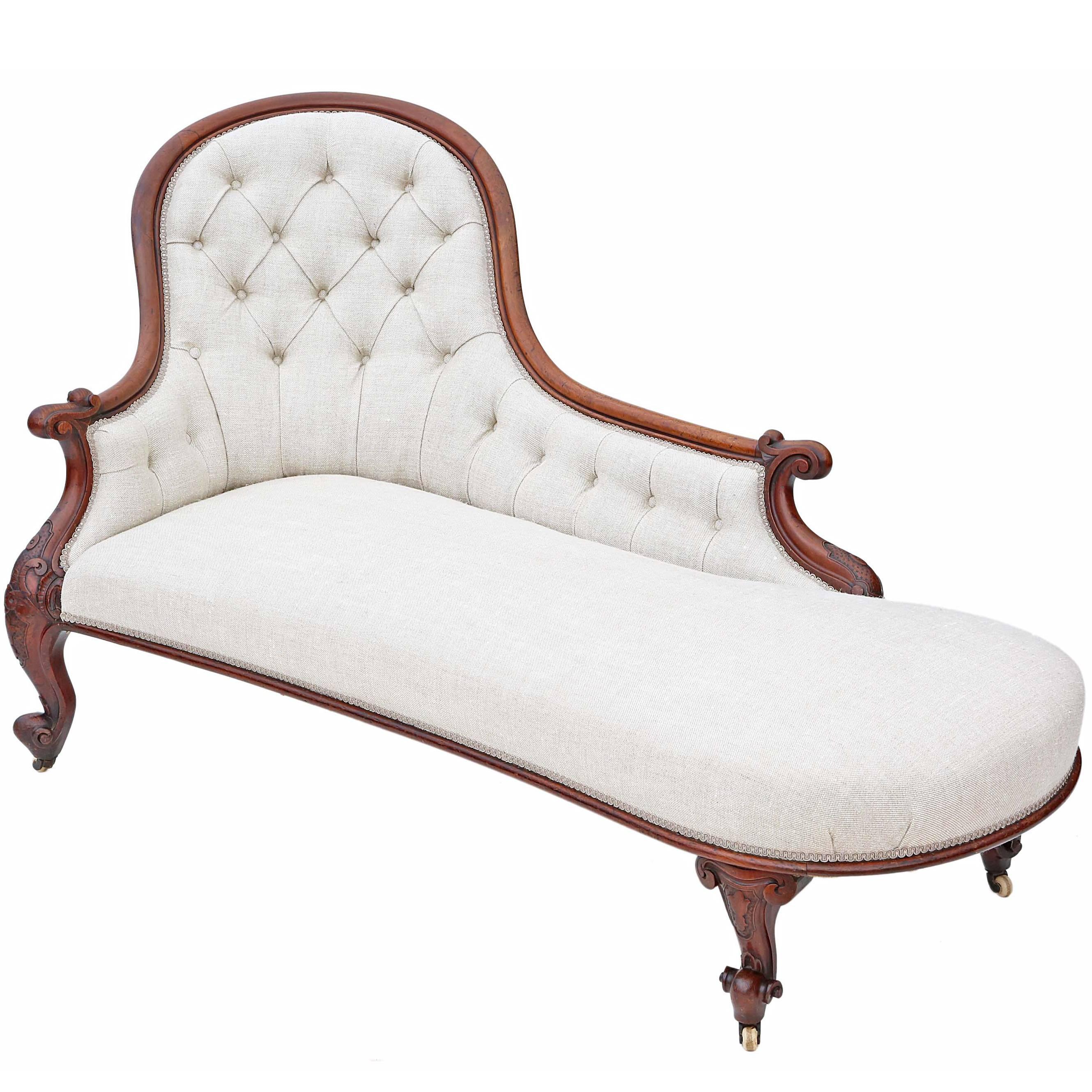 Antique Quality Victorian circa 1860 Mahogany Chaise Longue Sofa