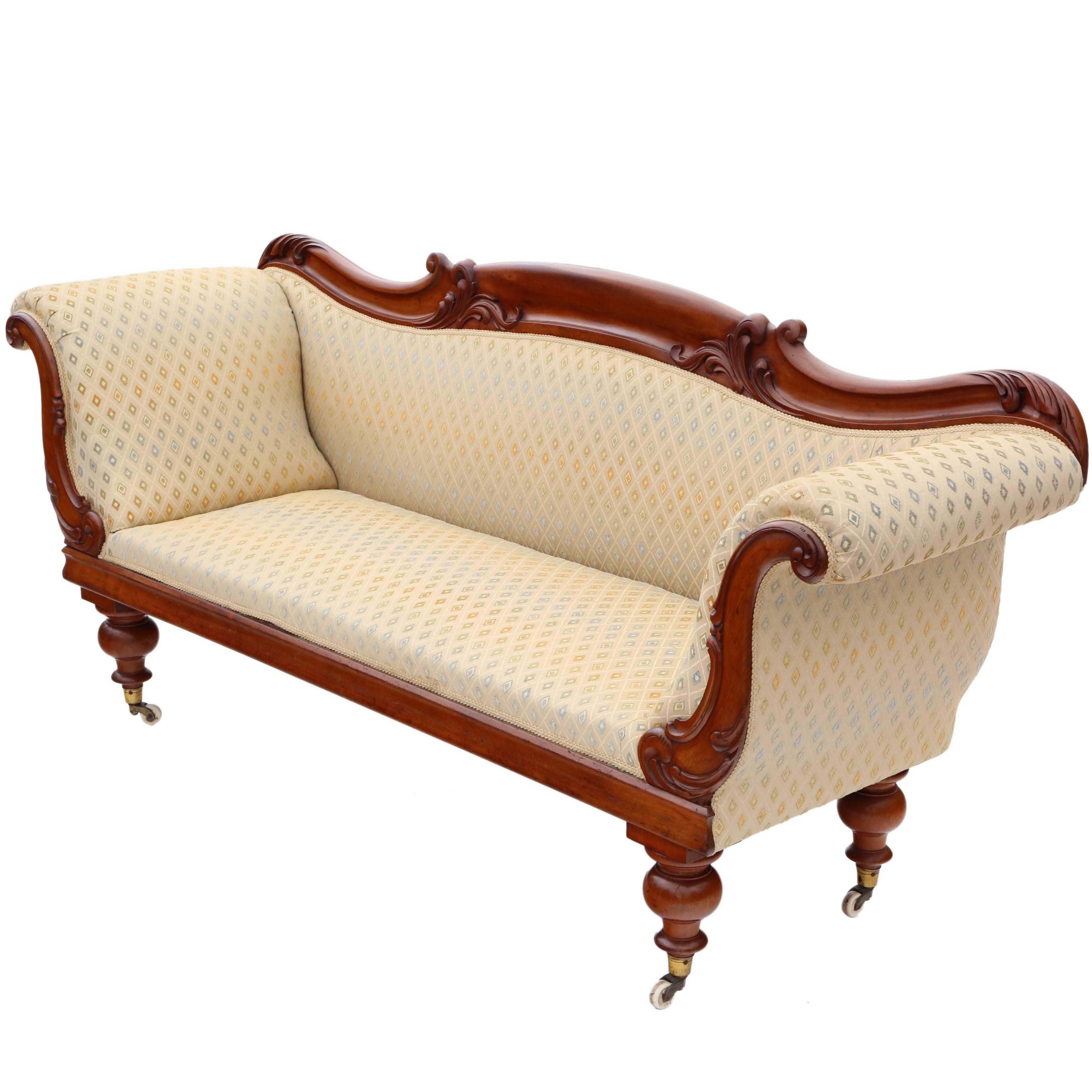 Antique Quality Victorian/William iv Mahogany Scroll Arm Sofa Chaise Longue For Sale