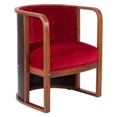 Original Wiener Werkstaette Jugendstil Josef Hoffmann Barrel Chair by J&J Kohn