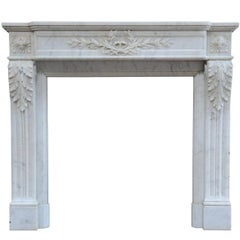 French Louis XVI Style Marble Fireplace, 19th Century 8