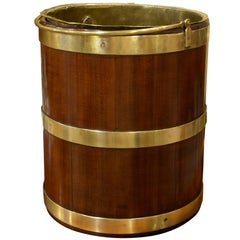 Circular Brass Bound Mahogany Bucket
