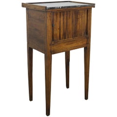 Antique Walnut Side Cabinet with Tambour Front and Marble Top