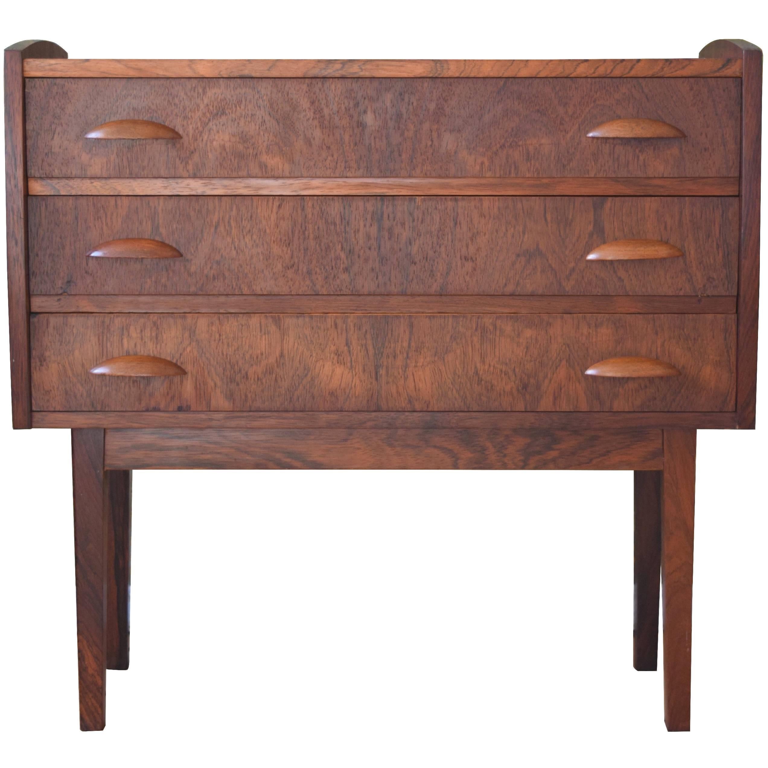 Danish Three-Drawer Rosewood Chest of Drawers, 1960s For Sale