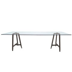 Table « Chevalet » avec plateau en verre trempé et base en frêne de L. et R. Palomba pour Driade