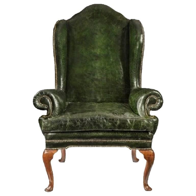 George I Walnut Wing Armchair of Generous Proportions