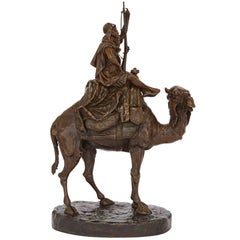 Antique Large Orientalist Style Patinated Bronze Sculpture by Emile Pinedo