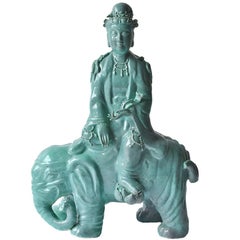 Porcelain Kindness Buddha on Elephant, Bodhisattva Pu Xian
