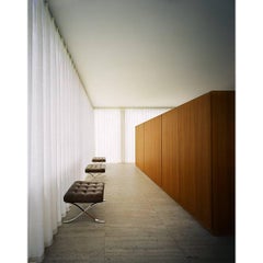 Mies van der Rohe Farnsworth House Barcelona Stools Photo by Francois Dischinger