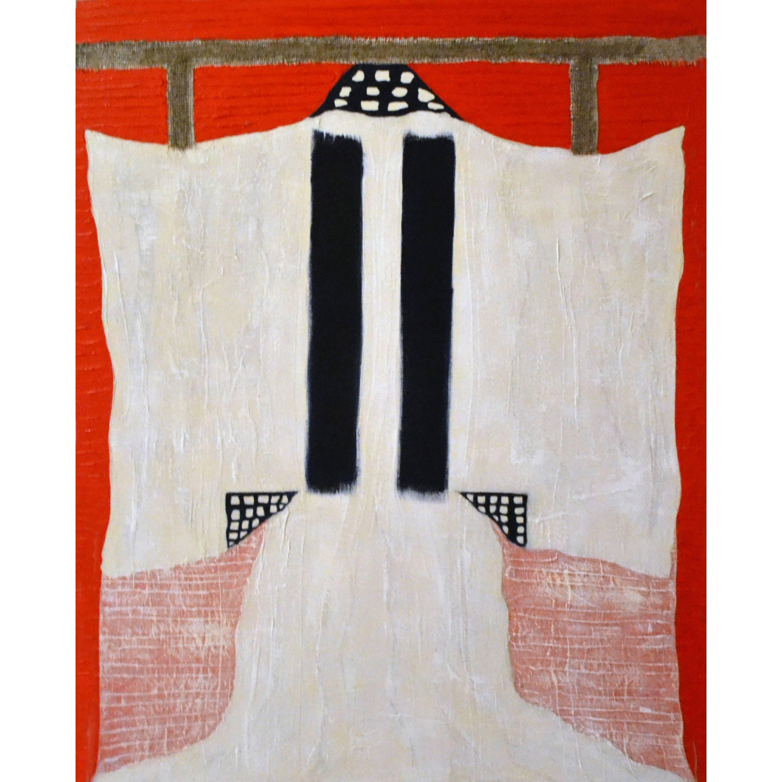 Painting of White Kimono with Cheese Cloth by Jane Evans For Sale