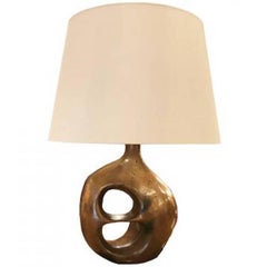 Midcentury Table Lamp in Bronzed Finish Ceramic in the Style of Georges Jouve