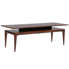 Scandinavian 1960s Rosewood Tiered Coffee Table with Tapered Legs