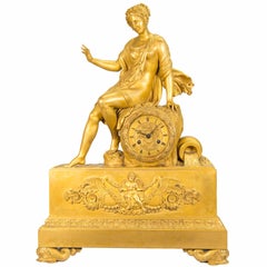 Antique Empire Mantel Clock Made from Ormolu Bronze, Early 19th Century