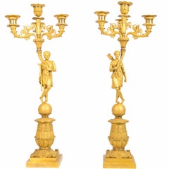 Empire Style and Period Candelabra with Fine Detail Ormolu Bronze, 19th Century