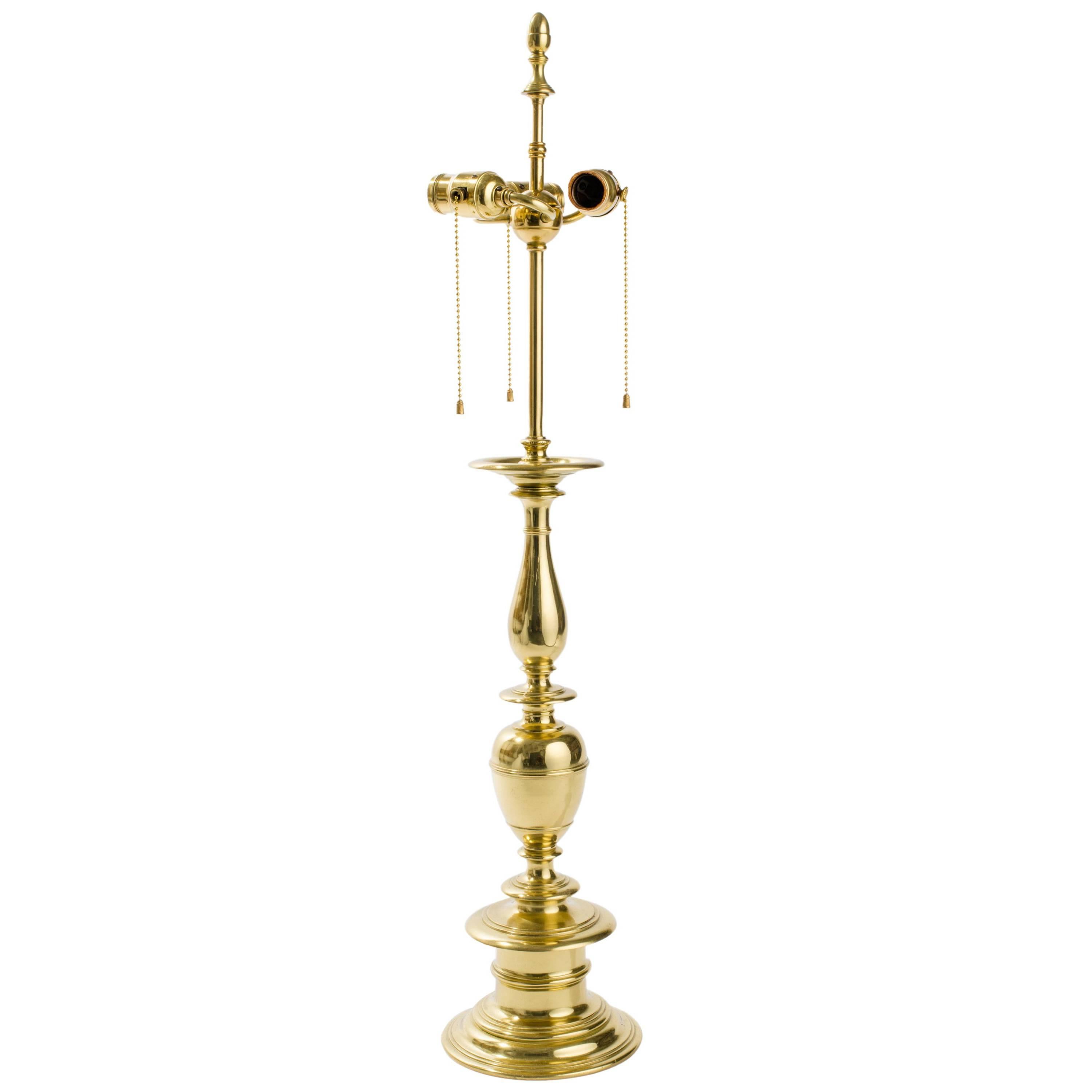 Mid-Century Single Cast Brass Lamp