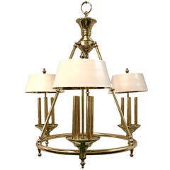 Vintage Large Bronze Library Light with Shades