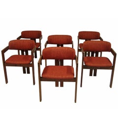 1970s Belgian Teak Tripod-Leg Dining Chairs, Set of Six