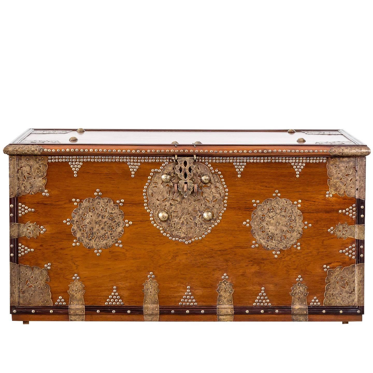 Teakwood Arab Chest or Bombay Chest For Sale