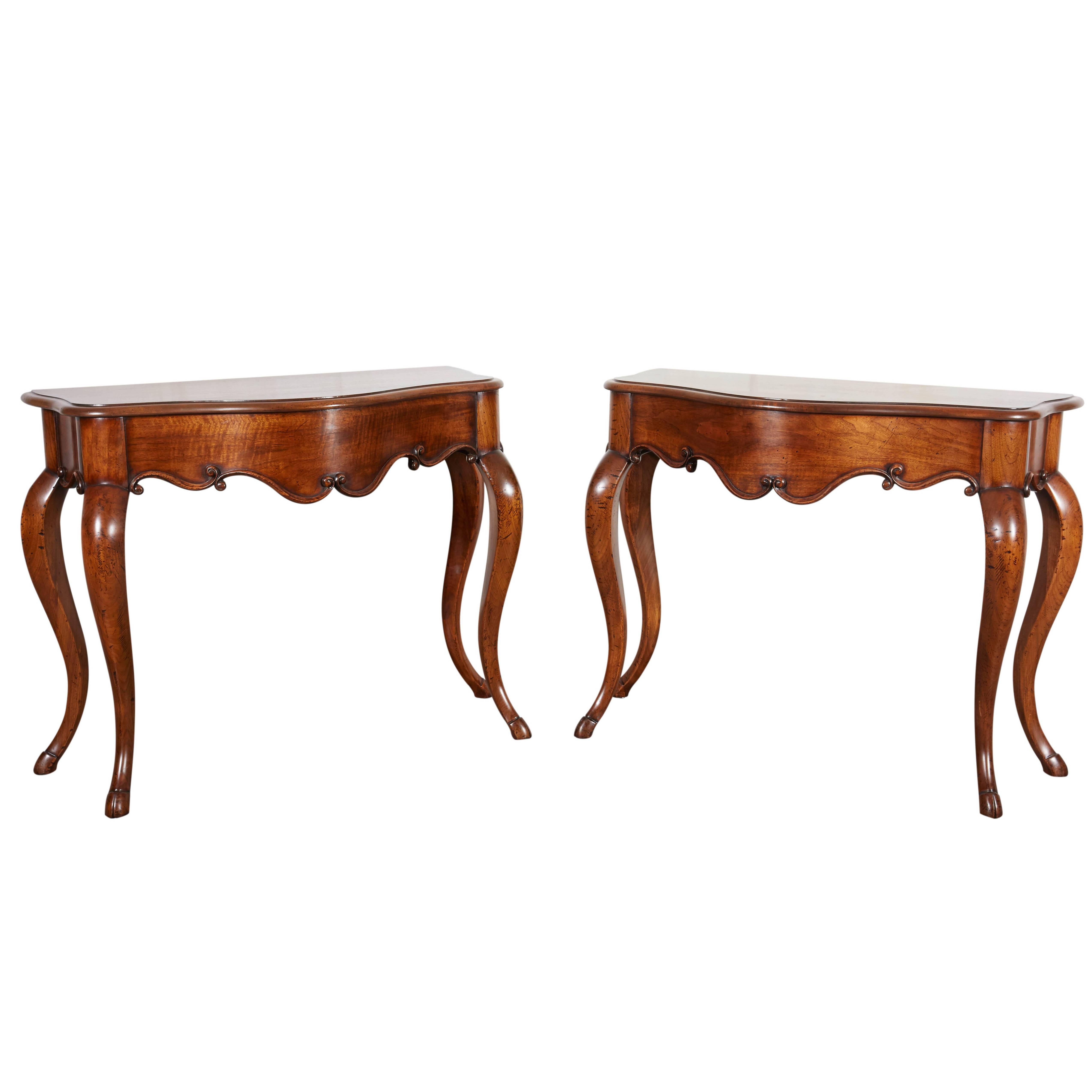 Fine Pair of Mid-19th Century Walnut Console Tables