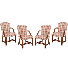 Set of Four Hepplewhite Style Oak Armchairs