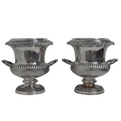Pair of 19th Century English Silver Plate Wine or Champagne Coolers