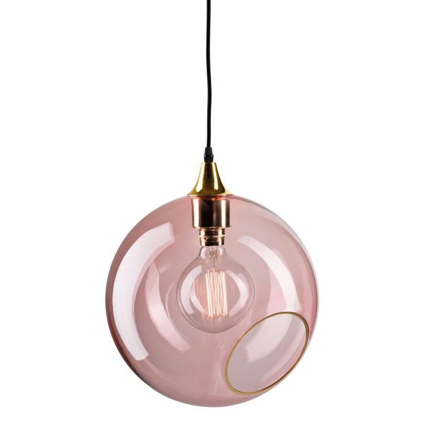 Ballroom Extra Large Pink Pendant with Brass Edge Gold Socket Ceiling Lamp For Sale