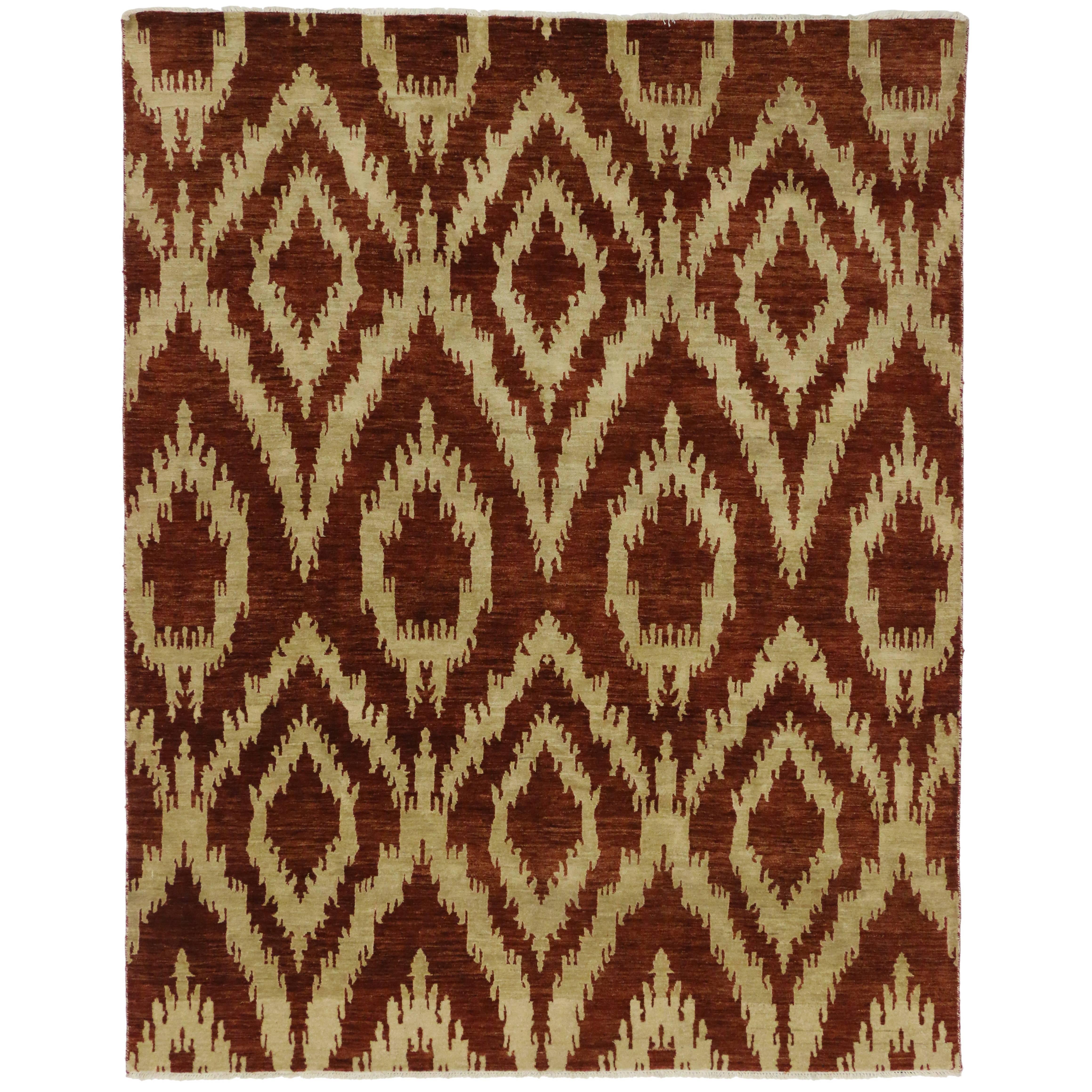 New Modern Ikat Area Rug with Transitional Style