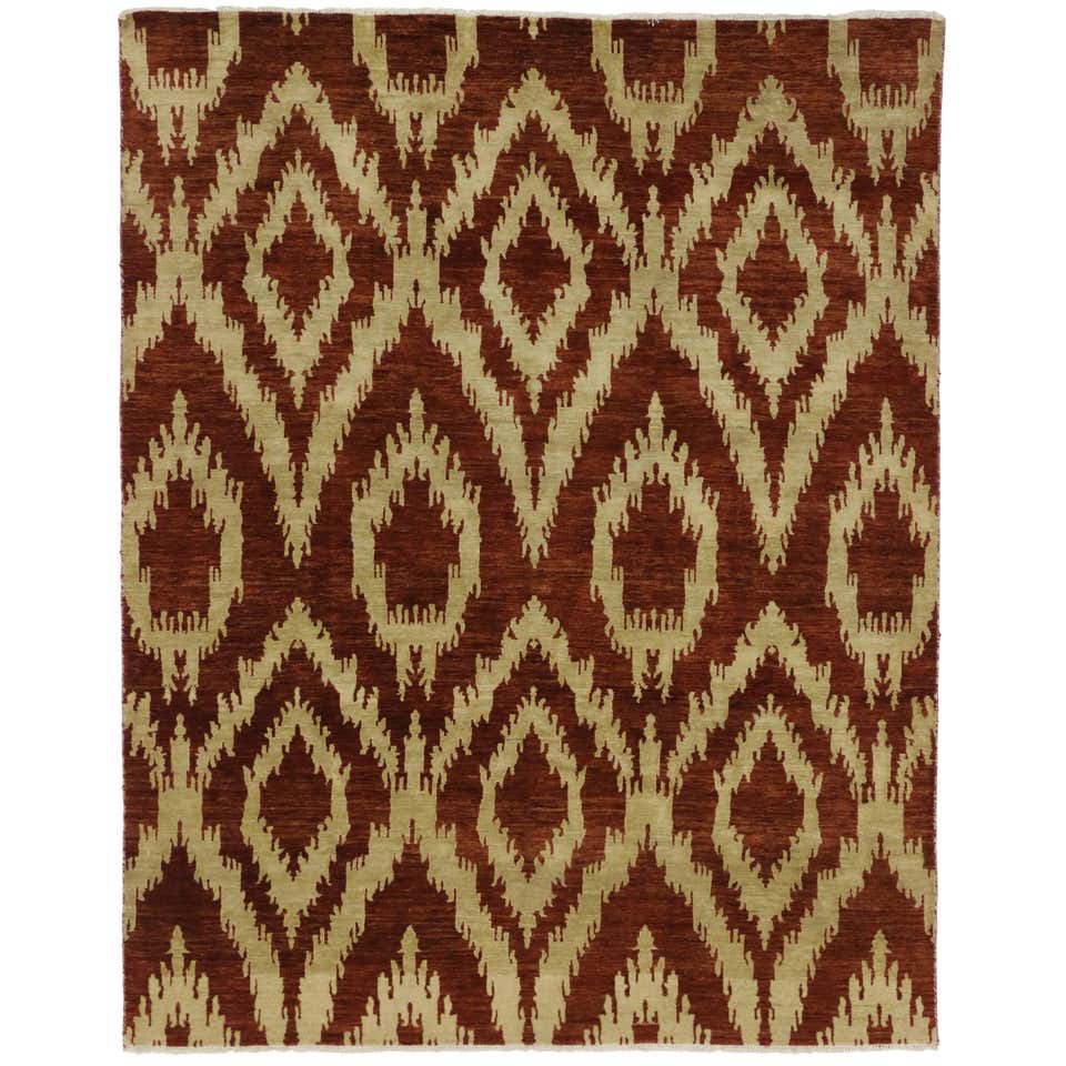 New Transitional Ikat Area Rug with Modern Design and Warm, Neutral ...