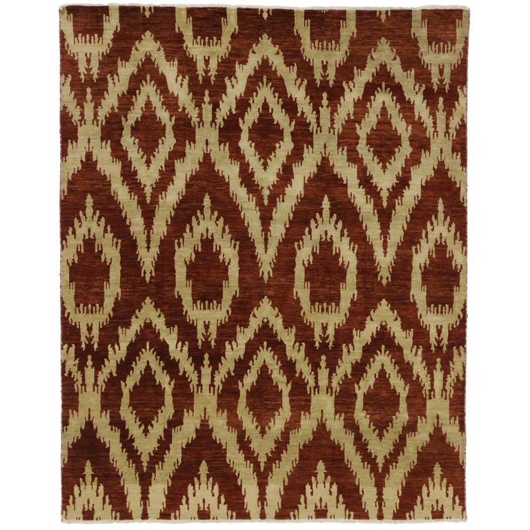 New Modern Ikat Area Rug With Transitional Style For Sale At 1stdibs