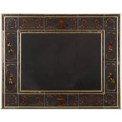 Vintage Very Chic Reversed Painted Chinoiserie Mirror in Gilt Wood Frame