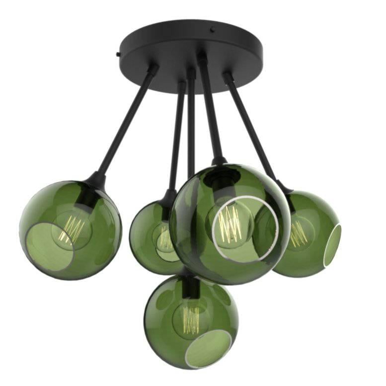 Ballroom Molecule Black/Green Chandelier Black Base For Sale