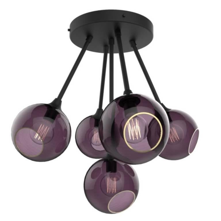 Ballroom Molecule Black/Purple Chandelier Black Base For Sale