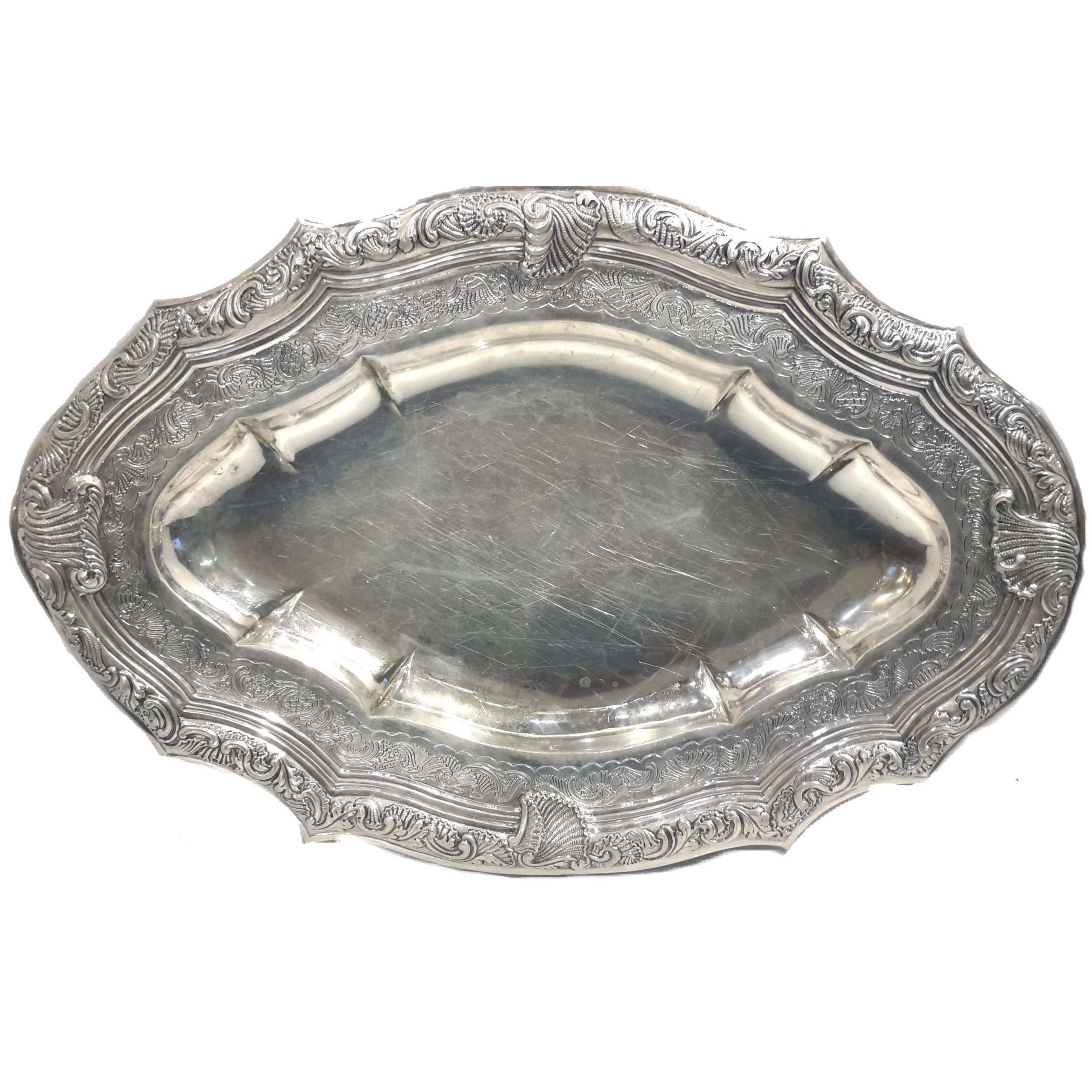 Spanish Colonial Sterling Silver Oval Platter, 18-19th Century