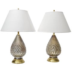 Mercury Glass Pineapple Table Lamps, Pair