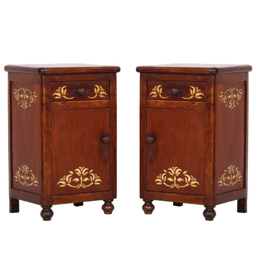 1900s Rustic Country Nightstand, Bedside Table, Walnut and ...