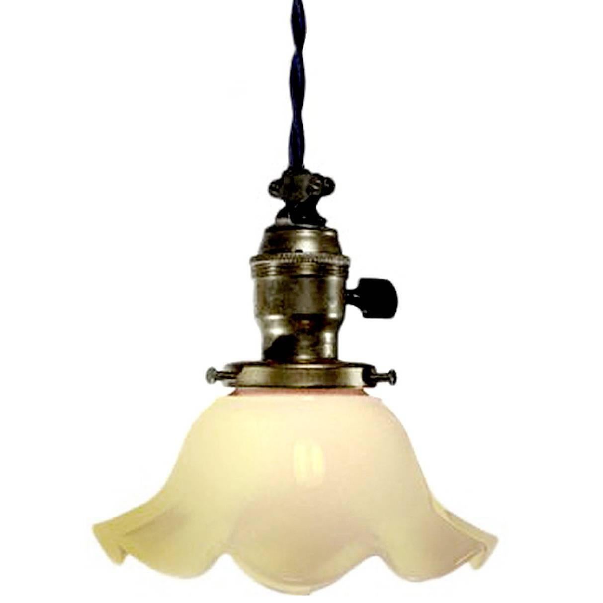 Classic Antique Ruffled Milk Glass Pendants For At 1stdibs