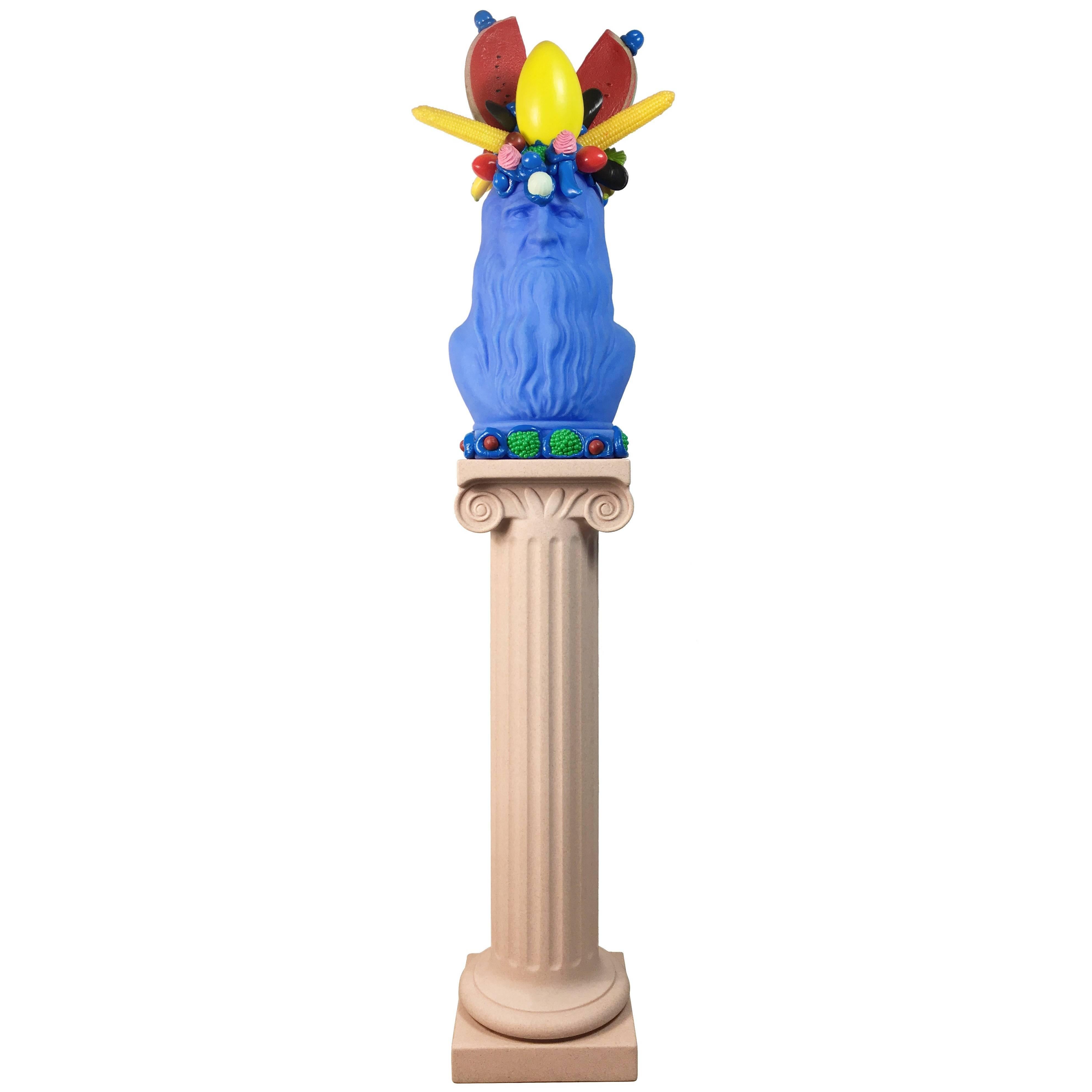 Cracking Art Plastic Leonardo da Vinci
s Bust Sculpture