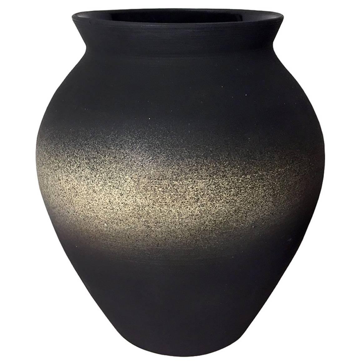 Dark Matte Ombre Wide Mouth Urn Vase by Sandi Fellman