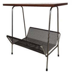 Used Pilastro Style Metal and Teak Magazine Rack, 1950s-1960s