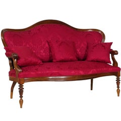Last 19th Century Louis Philippe Red Sofa Mario Bevilacqua's Fabric