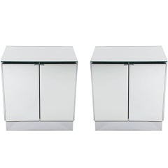 Hollywood Regency Mirrored Cabinets, End Tables or Nightstands by Ello