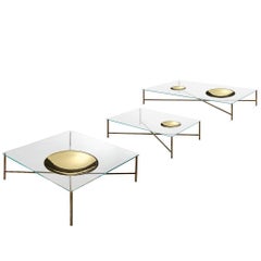 Gallotti & Radice Golden Moon Coffee Table in Clear or Painted Glass and Brass