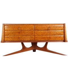 Antique Italian Burr Maple Sideboard Chest, circa1950